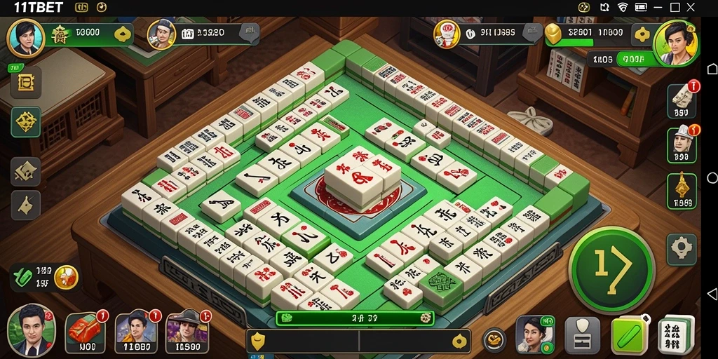 Tampilan gameplay 11TBET dengan suasana Mahjong yang menegangkan.