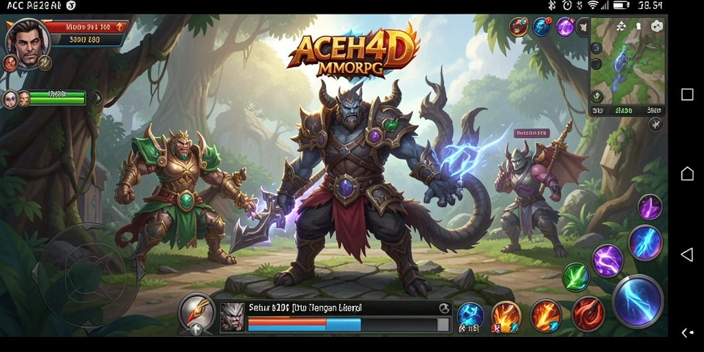 Screenshot utama ACEH4D menampilkan aksi pertarungan MMORPG yang seru.