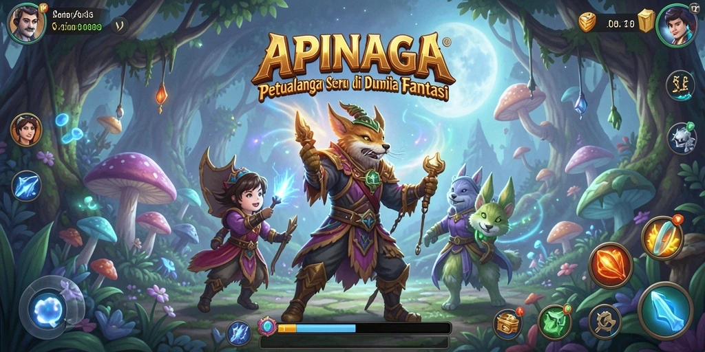 Gameplay APINAGA menunjukkan visual yang menakjubkan dan petualangan yang mendebarkan.