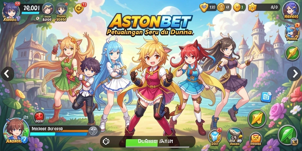 Tangkapan layar utama ASTONBET menampilkan aksi seru dalam dunia Anime.
