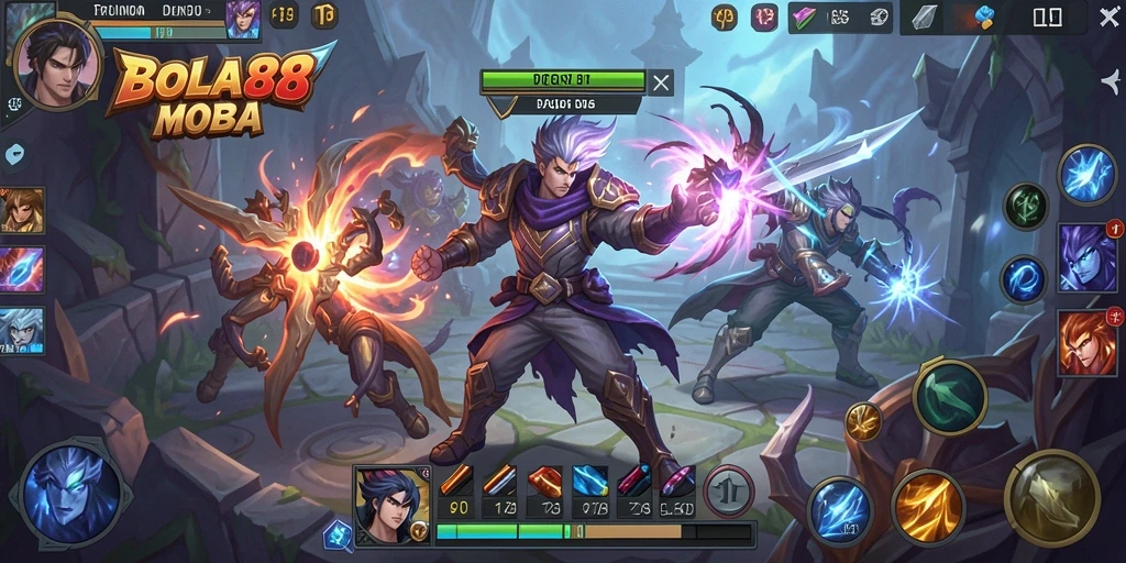 Screenshot gameplay BOLA88 menampilkan aksi pertarungan seru.