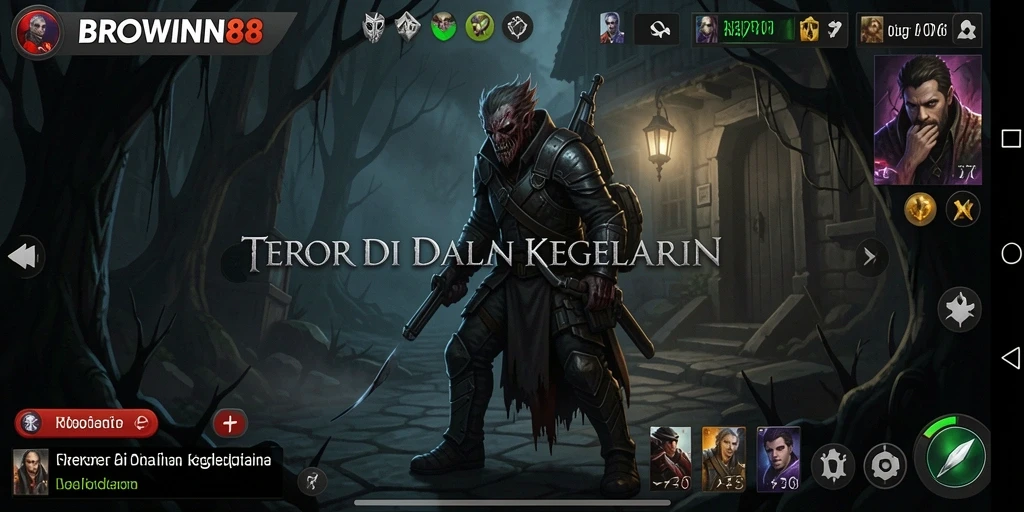 Screenshot gameplay BROWIN88 dengan suasana Horror yang mencekam.