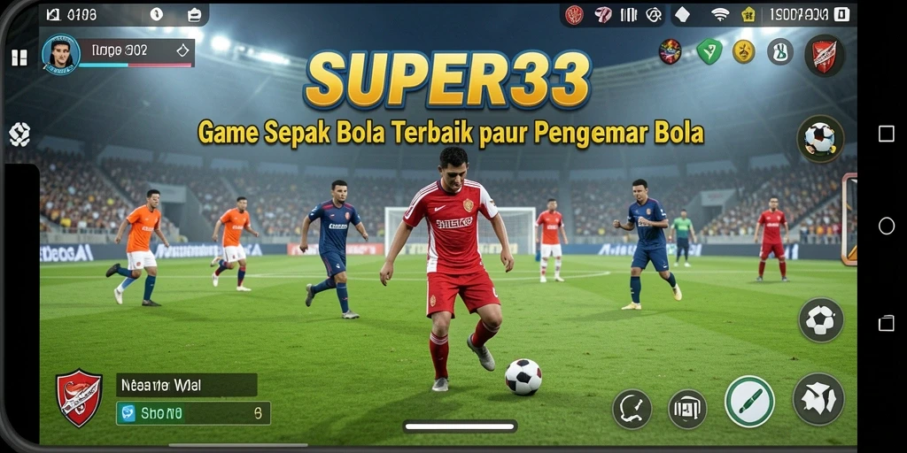 Gameplay SUPER33 yang intens dan seru dalam aksi sepak bola.